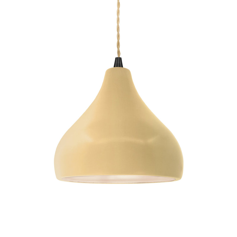 Luminaire suspendu à 1 lumière Meydan, H 7,25 po x l 8 po x P 8 po, Jaune atténué, Noir mat