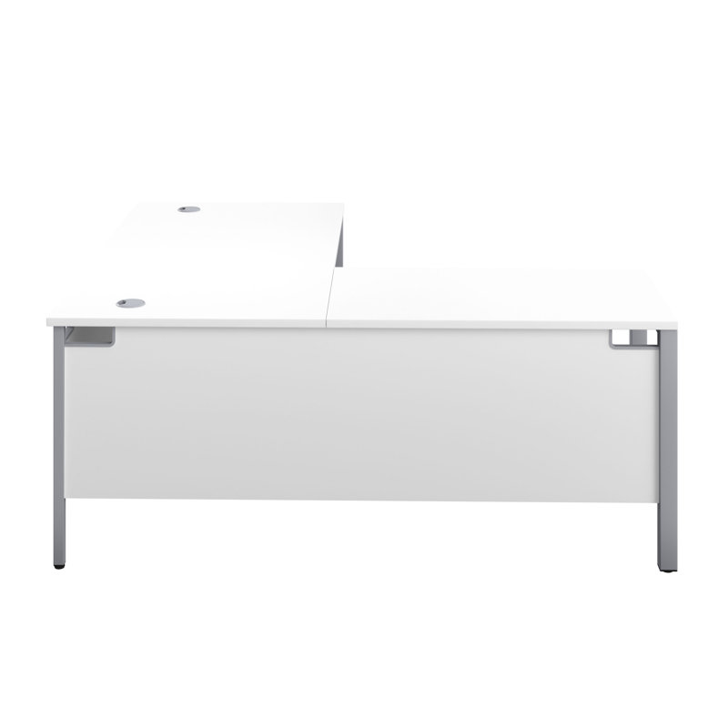 Buariki L-Shaped Metal Base Executive Desk, White/Silver, Left Hand Return, 73cm H x 180cm W x 180cm D