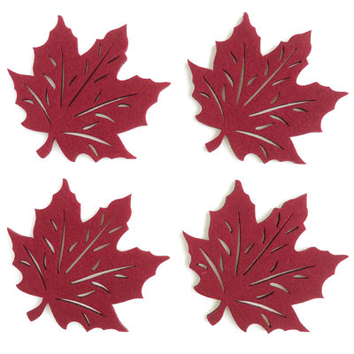 Ensemble de 4 sous-verres en érable en feutre découpés (rouge)
