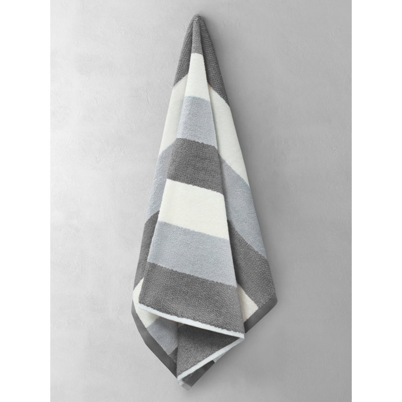 Eloy 100 Percent Cotton Stripe Bath Towel, Dark Grey