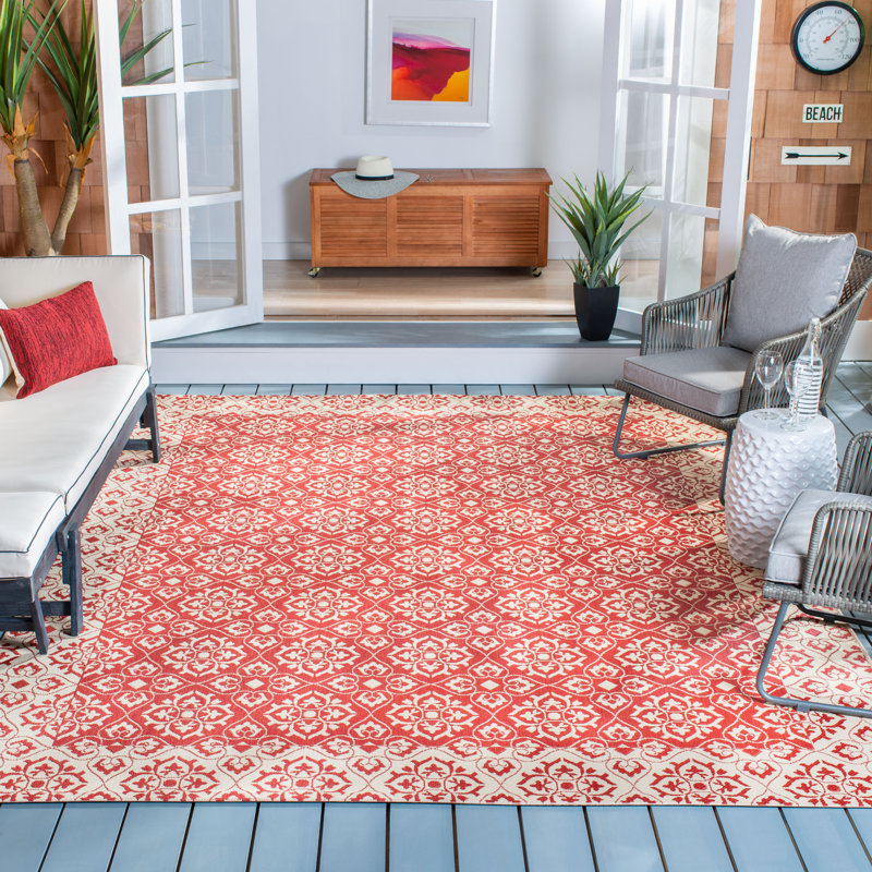 Lynn Performance Oriental Indoor/Outdoor Area Rug, Rectangle 4' x 5'7"