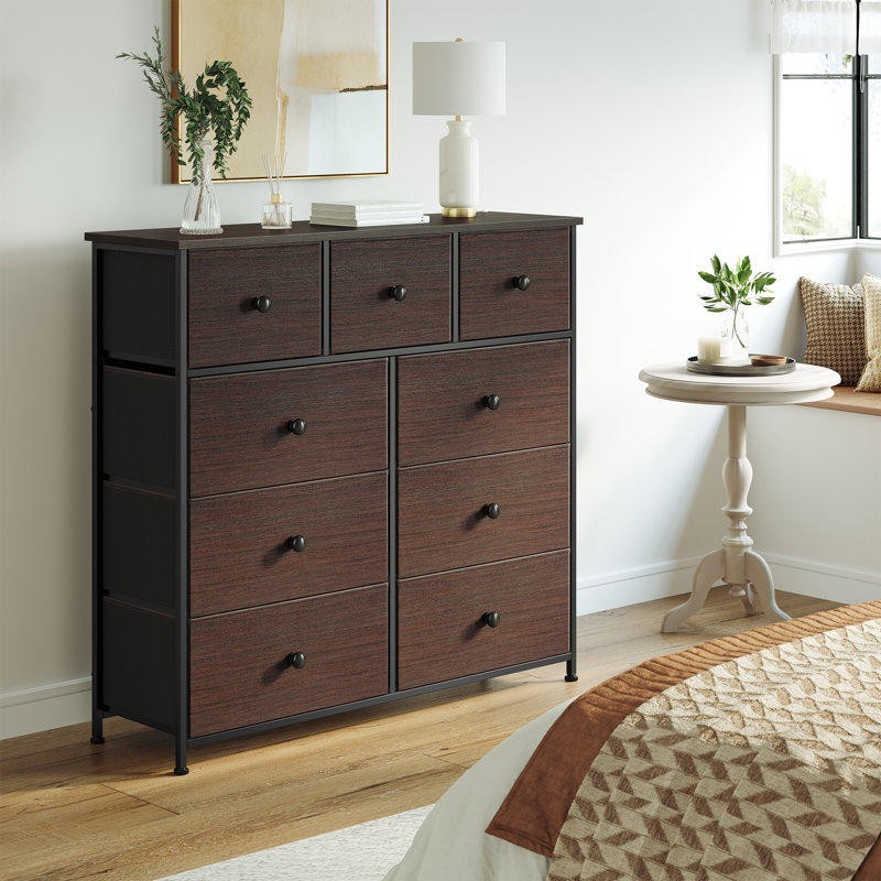 Ojaswi 9 Drawer 99.1Cm W Chest, Black/Brown