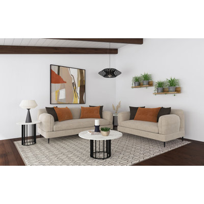 Ensemble de canapé rembourré en chenille 2 pièces Yara