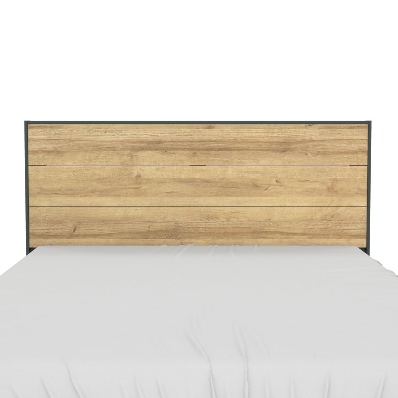Allyannah Levison Platform Bed With Headboard, Queen, Kale Green/Reviera Eichi