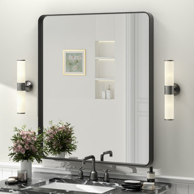 Molly Tempered Glass and Metal Framed French Cleat Mounted Wall Bathroom / Vanity Mirror