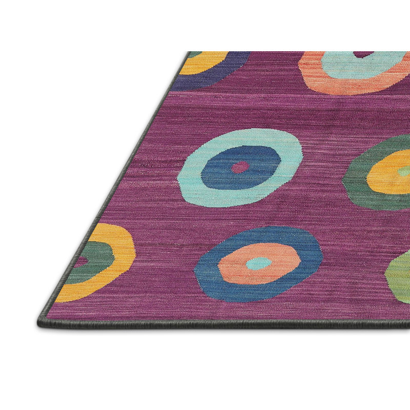 Tapis géométrique mauve / beige / vert, Rectangle 6 pi x 9 pi