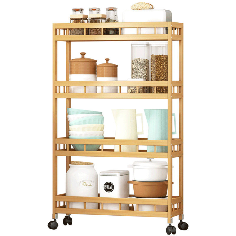 Organisateur de rangement de salle de bain en bambou à 4 niveaux, H 46,9 po x l 15,8 po x P 11,8 po