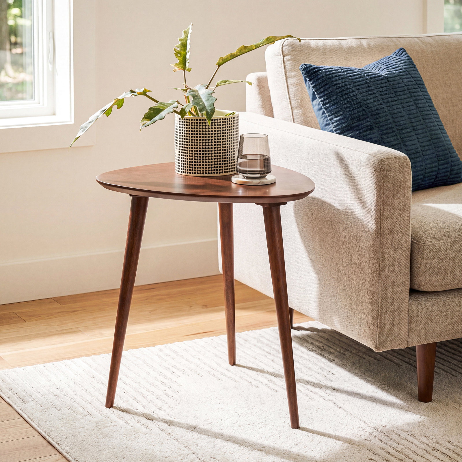 Kamile Solid Wood End Table, Walnut
