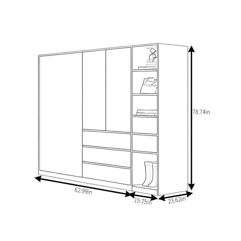 Petite garde-robe moderne et simple, H 78,74 po x l 78,74 po x P 23,62 po