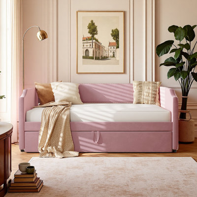 Upholstered Daybed With Lift-Up Trundle Bed