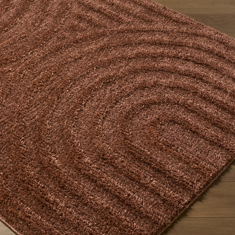 Rodos-Modern Soft Plush Pile Living Bedroom Rug, Rust, Rectangle 160 x 213cm