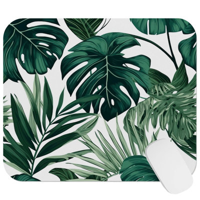 Botanical Monstera Leaves I Tropical Plants Gaming Cute Office Laptop Desk Pad Gift Mat Square Rectangle Non-Slip Mousepad