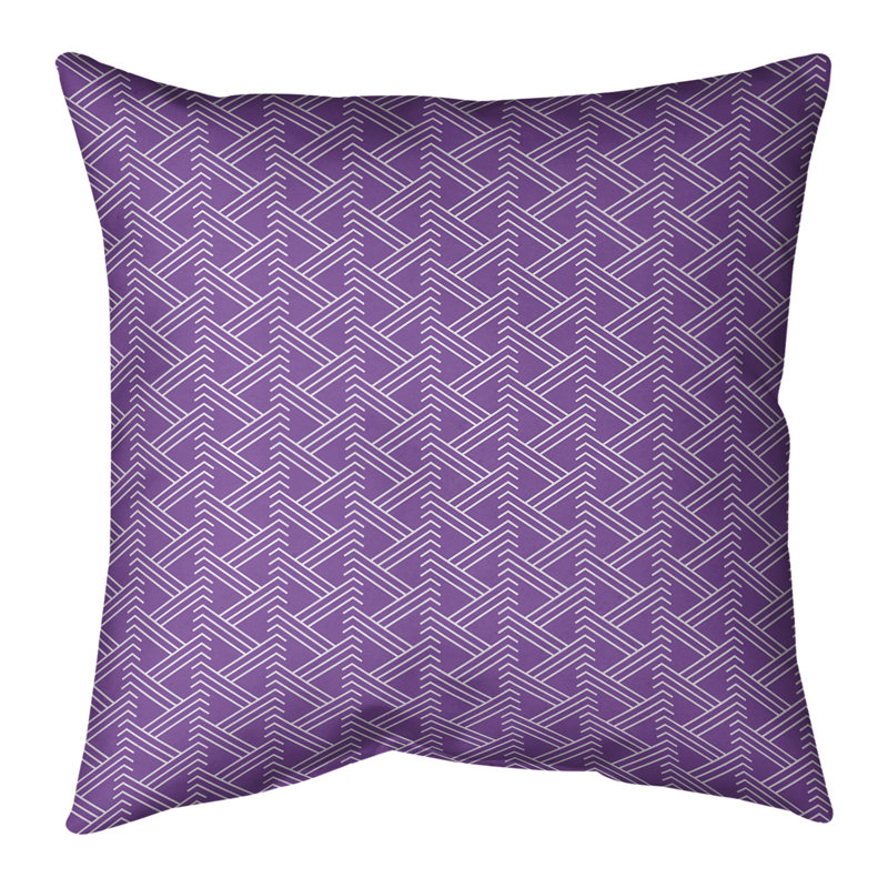 Coussin décoratif à motif zig zag classique, H 18 po x l 18 po, Duvet synthétique, Violet clair
