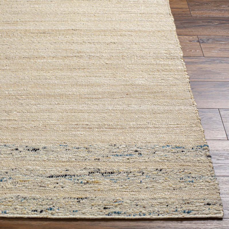 Hand Woven Jute and Wool Area Rug, Light Beige, Rectangle 2' x 3'