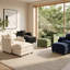 Ensemble de fauteuil club surdimensionné élégant et repose-pieds, chaise longue en tissu texturé crème-1499227293