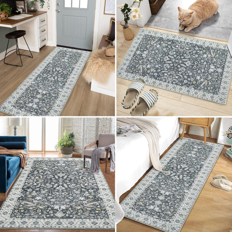 Tapis gris en polyester Clouis, Rectangle 9 pi x 12 pi