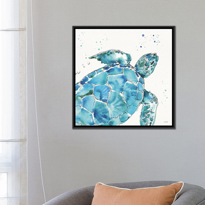 «Deep Sea IX» par Anne Tavoletti - reproduction d'art, Toile avec cadre noir, Aucun mat, H 26 po x l 26 po x P 1,5 po