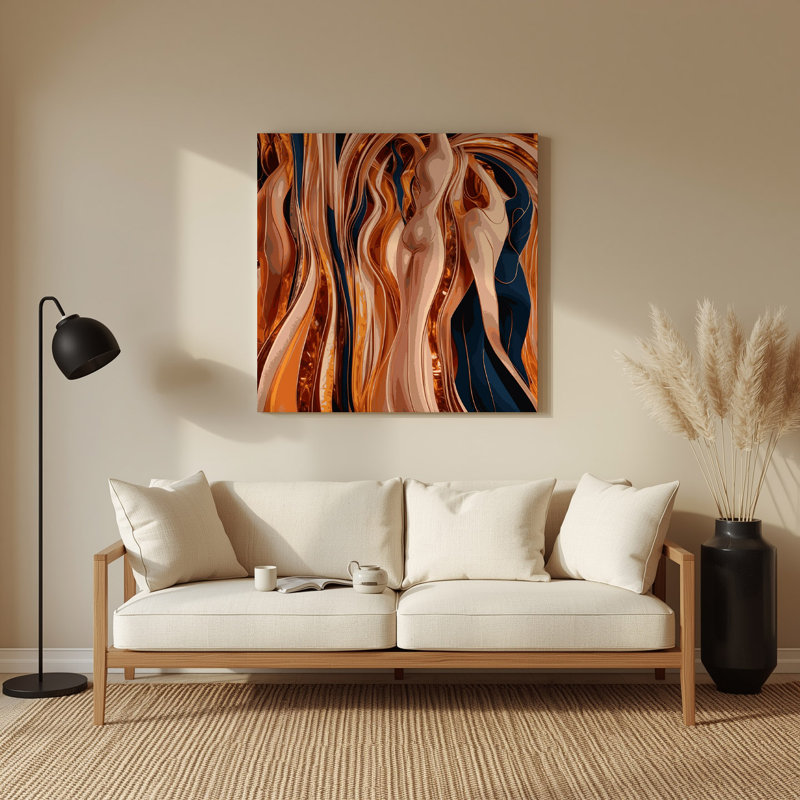 Abstrait figuratif 39, art mural en métal brun, 32" H x 32" W