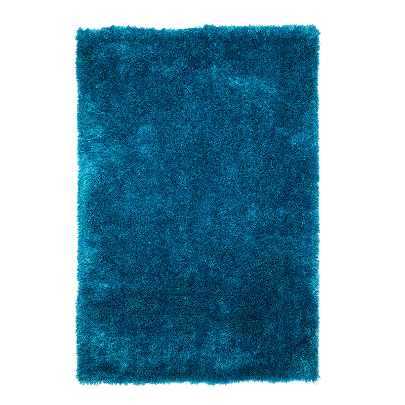 Tapis décoratif à poils longs fabriqué à la main Indigo Elouise, Rectangle 8 pi x 10 pi