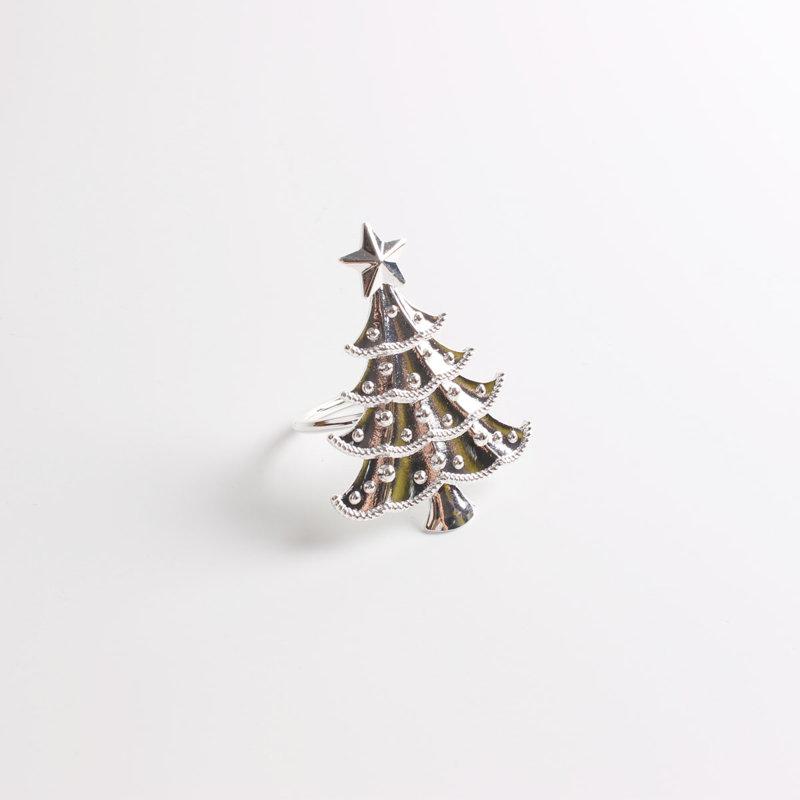 Rond de serviette de Noël en métal doré, ensemble de 4, Argent