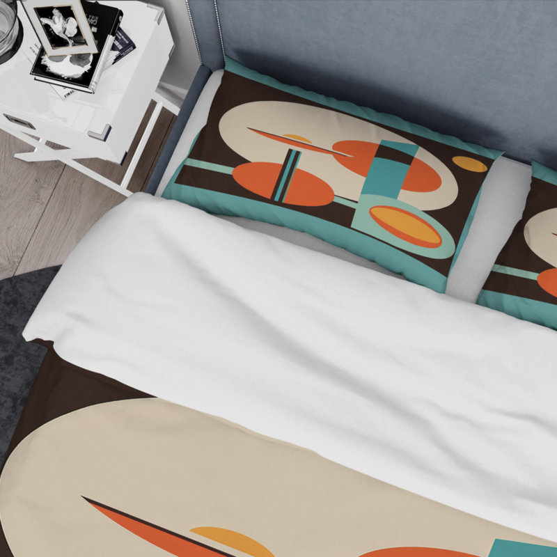 Ensemble de housse de couette en microfibre / polyester rétro Mid-Century, Housse de couette pour très grand lit et 2 très