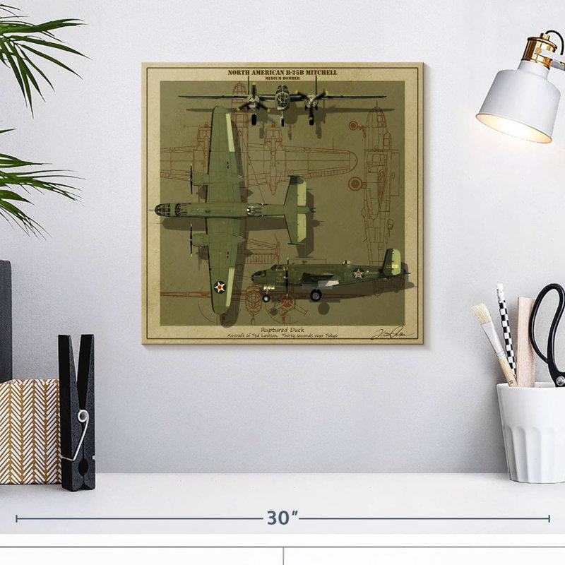 B-25B Mitchell Medium Bomber Plane, 16" H x 16" W