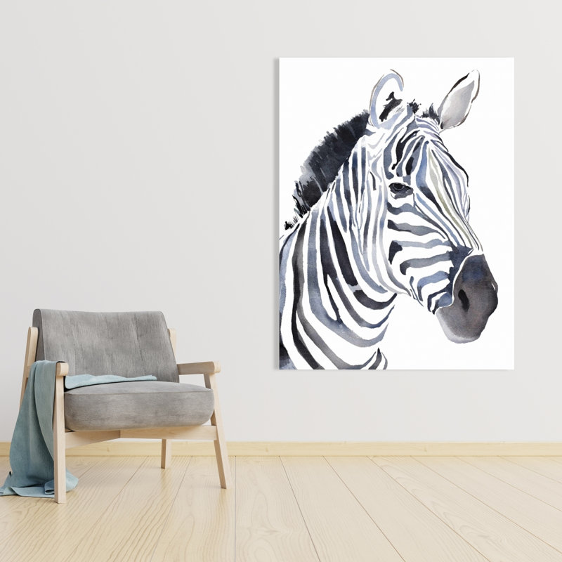 Aquarelle zèbre - Toile bleue pour décoration intérieure