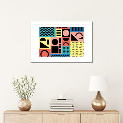 Motif de Memphis 17 - années 80/90 rétro - reproduction d'art mural - papier d'art encadré
