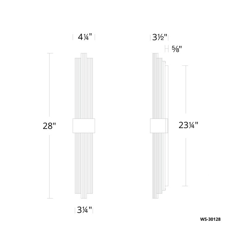 Luzerne 2 - Light Dimmable LED Aged Brass Vanity Light, Brushed Nickel, 28" Height