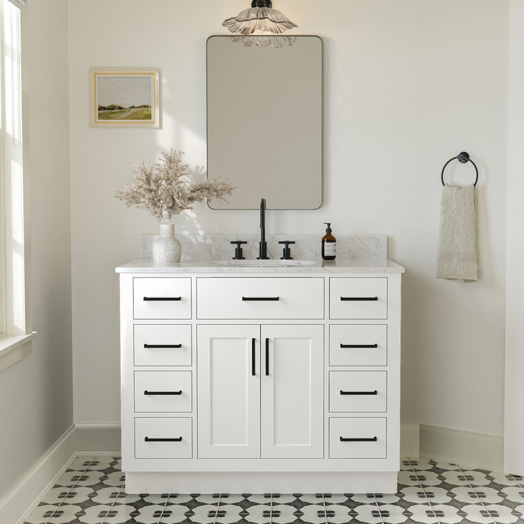 Jameal 43'' Single Bathroom Vanity with Carrara Marble Top