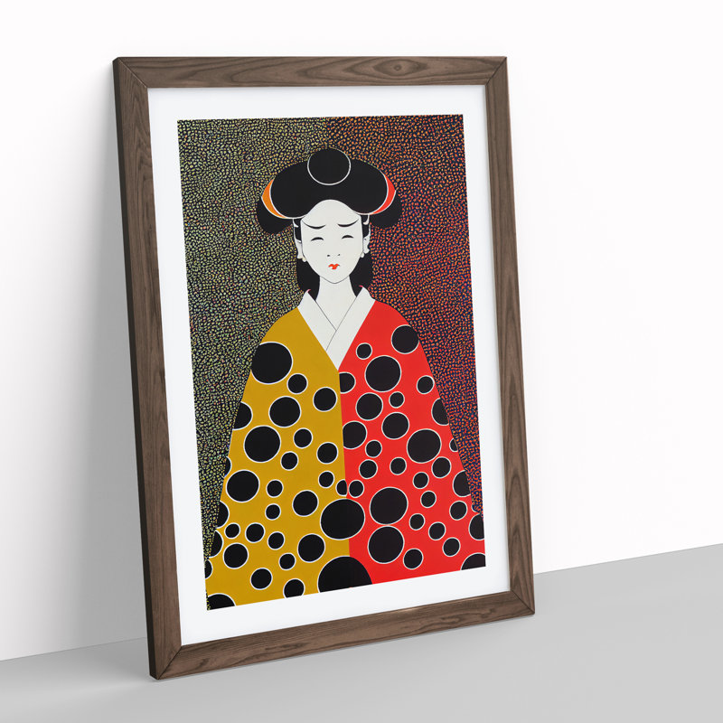 Spotted Geisha - Framed Print, 46cm H x 34cm W x 2cm D, Brown Framed