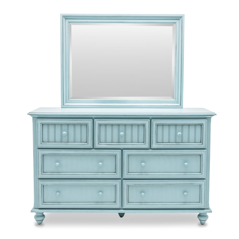 Commode 7 tiroirs Kolya - Finition bleue, Bleu