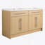 Meuble-lavabo autoportant de 60 po avec lavabo en résine, 4 portes à fermeture douce, chêne original, contreplaqué (KD-PACKING)