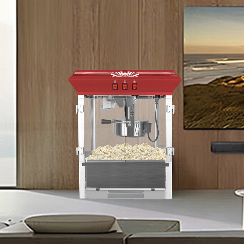 Machine à maïs soufflé en acier inoxydable 12 onces, Rouge