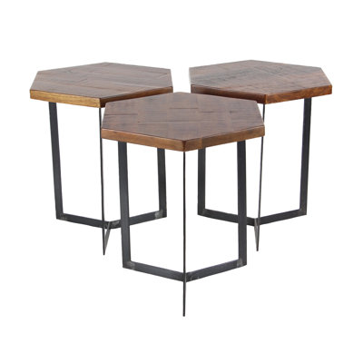 Wales Contemporary 3 Piece Hexagonal Bunching Coffee Table Set