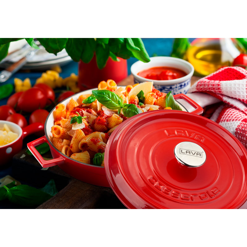 Orange 3.7 Quart Enameled Cast Iron Braiser with Lid