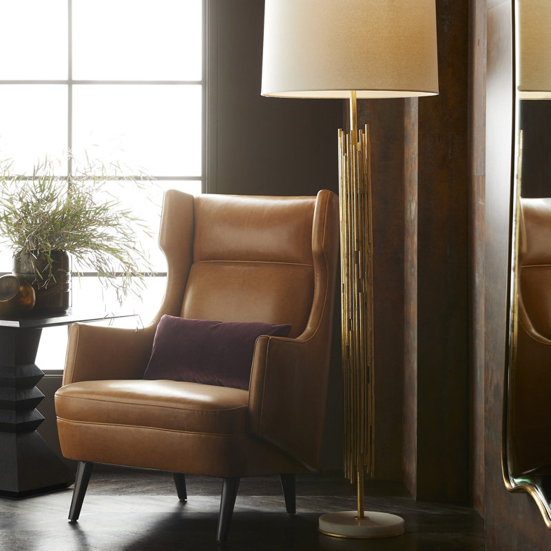 Budelli Wing Chair Cognac Leather Dark Walnut