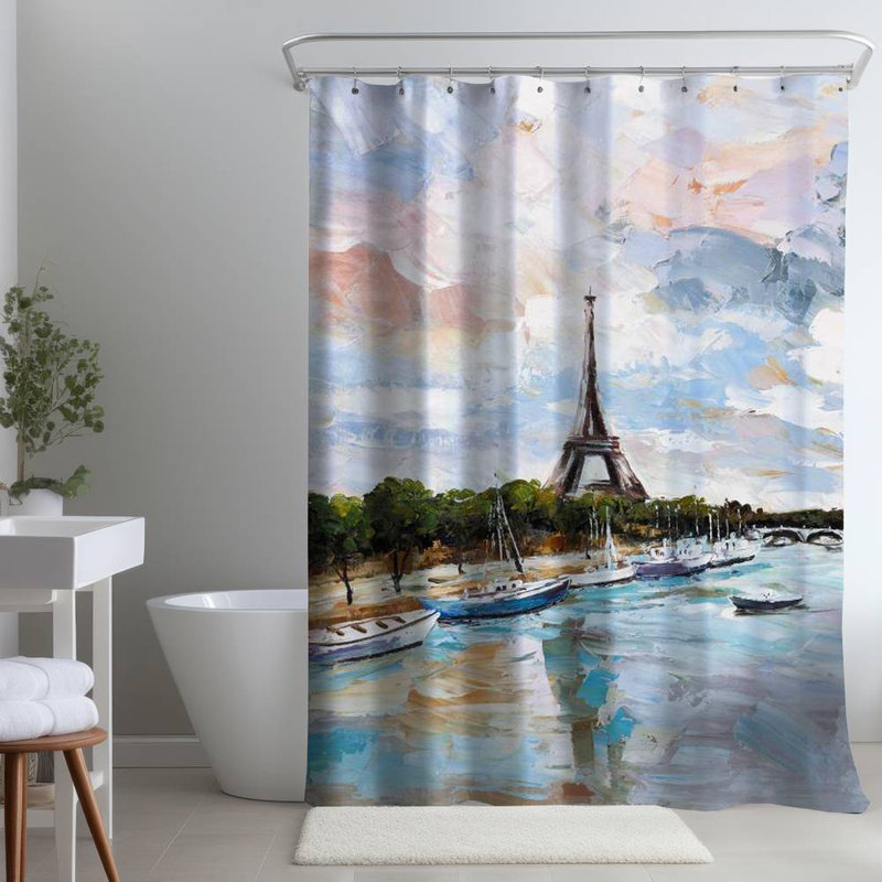 Shower Curtain ST30 – Polyester Shower Curtain, Dye Sublimation Print, 71" W × 74" L