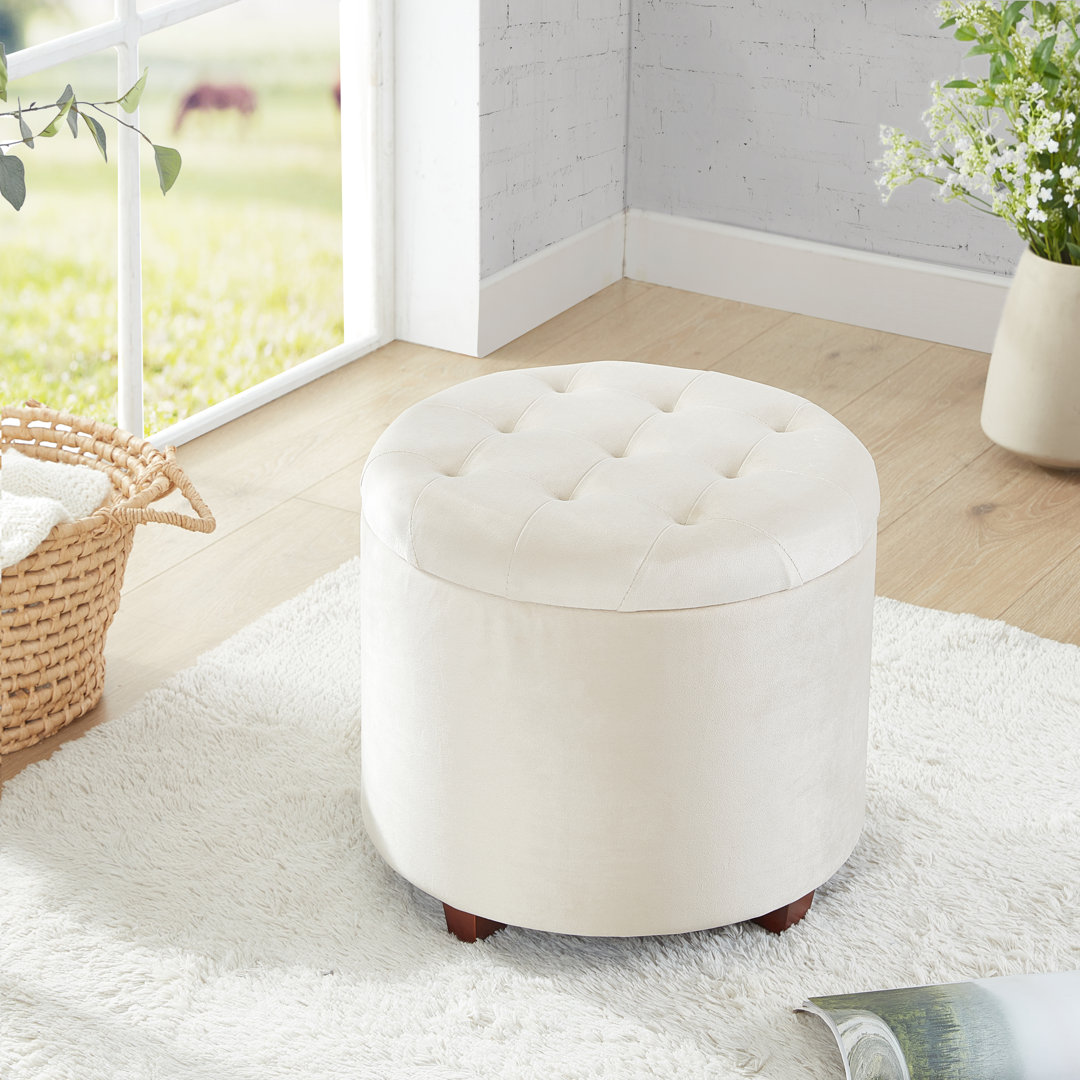 Crompton 18" Velvet Tufted Round Storage Ottoman Rosdorf Park Body 