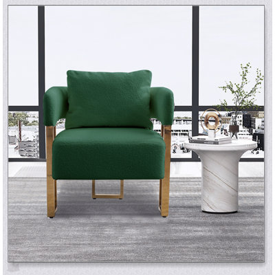 Chaise d'appoint rembourrée en molleton moderne avec pieds en métal doré, pour le confort du salon et du bureau
