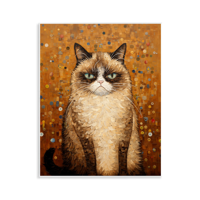 Grumpy Klimt Cat Wall Plaque, design by Arlington Prints