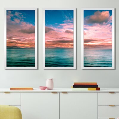 Sunset View of a Sea Horizon - 3 Piece Picture Frame Photograph Print Set on Acrylic -  Picture Perfect International, 704-4490-1224