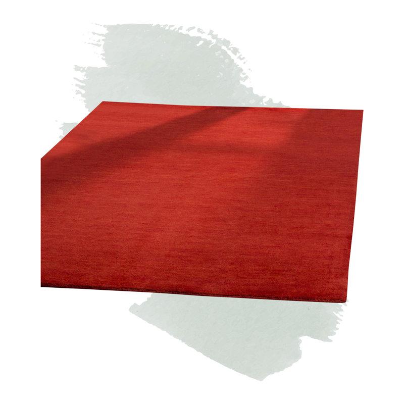 Tapis de couleur unie en laine / coton tissé à la main Ewen, Rectangle de 5 pi x 8 pi