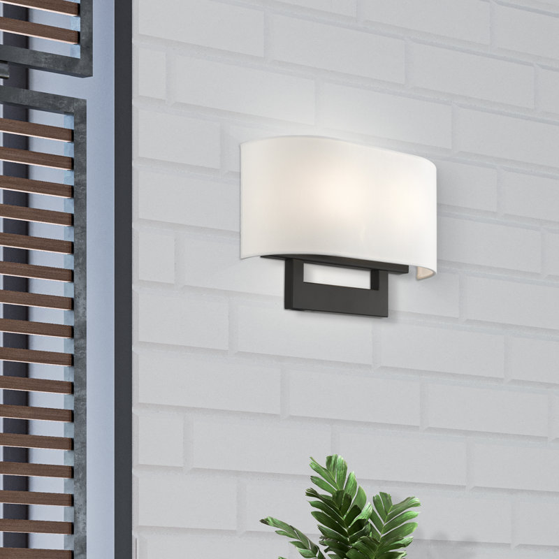 Applique murale en acier Rakhee, Blanc, H 9 po x l 13 po x P 3,95 po, Noir