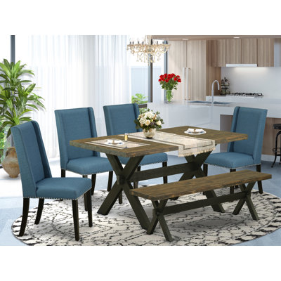 6 - Person Solid Wood Solid Wood Top Trestle Dining Set