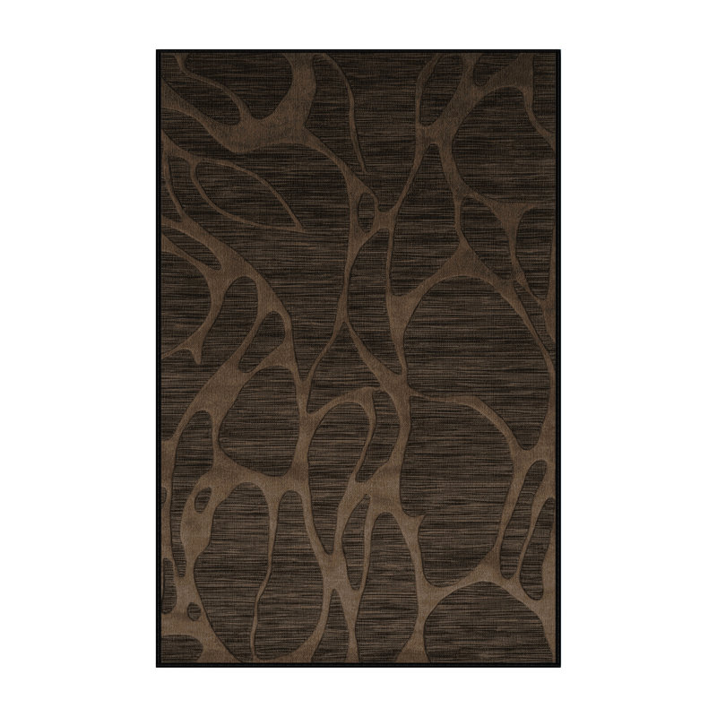 Machine Washable Abstract Brown Area Rug, Rectangle 2' x 3'