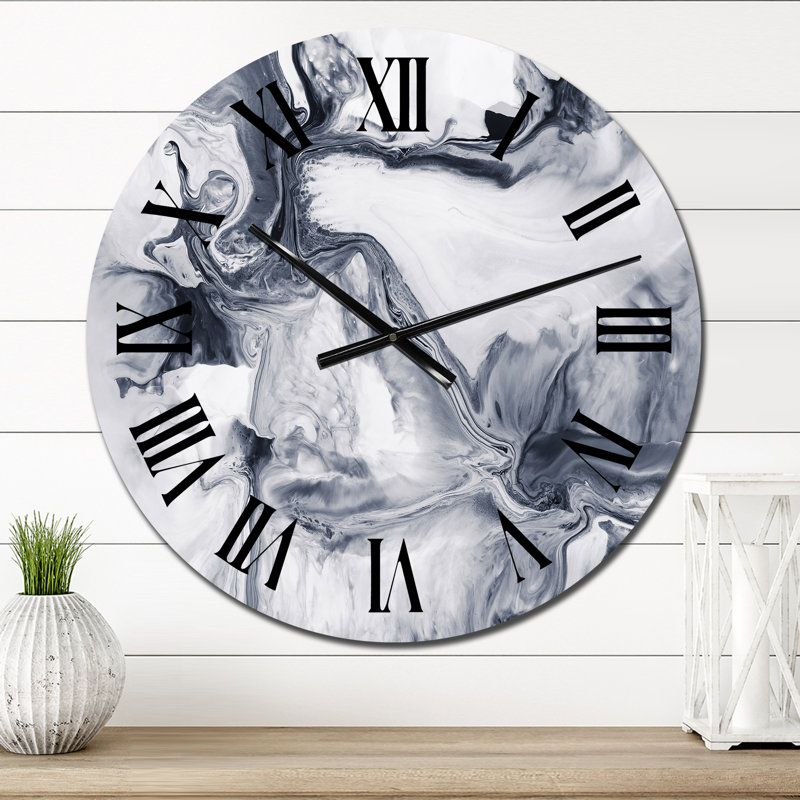 Abstrait noir et blanc - horloge murale moderne, Surdimensionné