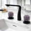 Robinet de salle de bain moderne avec poignées en cristal de roche - Robinet de meuble-lavabo de luxe à 3 trous avec poignées en cristal-98801786