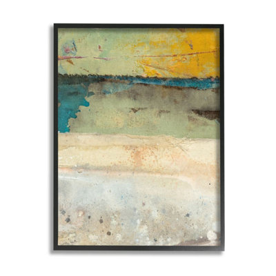 «Aged Green Beige Blue Color Block Abstraction» par Erin Ashley - reproduction d'art