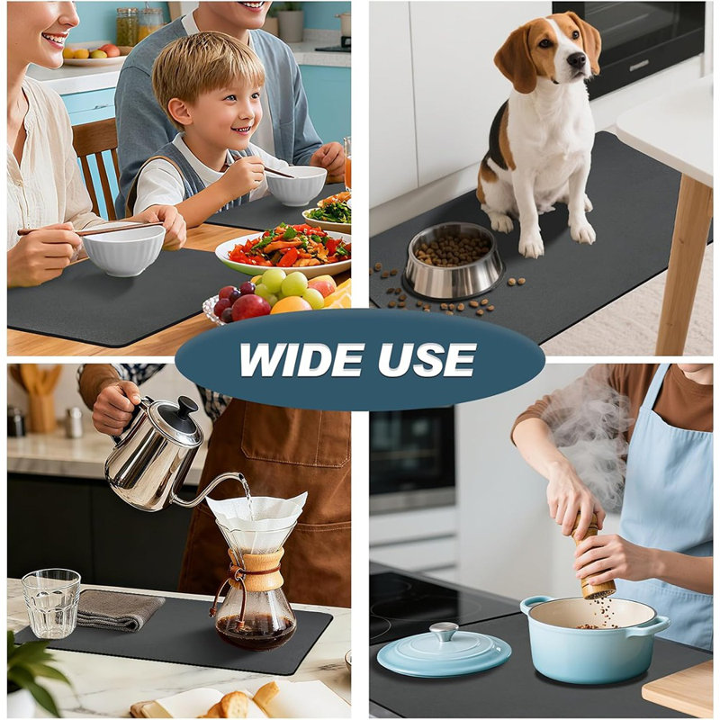 Dish Drying & Coffee Mat – Multi-Color – Absorbent Microfiber, Waterproof, Non-Slip, Multi-Size, Kitchen Counter, Sink & Coffee Bar Use